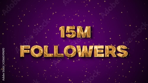 Gold 15 Million Followers Text With Sparkles social media