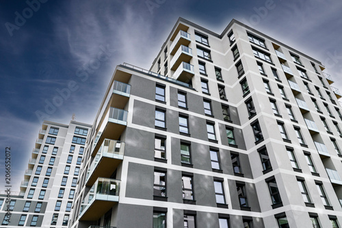 Beautiful new block house in the spring park. Housing development in Europe