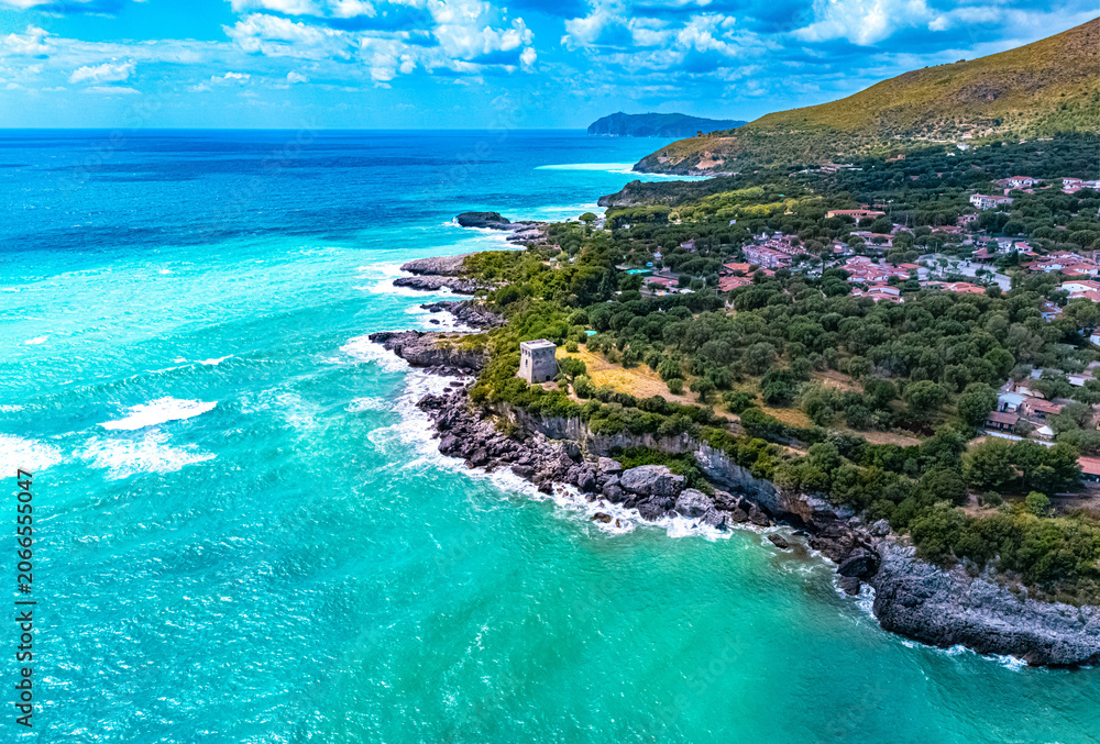 Obraz premium The coast near the town of Marina di Camerota, Campania, Italy