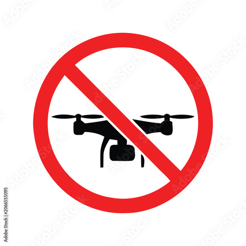 Bild auf Leinwand No Drone Zone Sign Vector Icon for Restricted Area and Airspace Warning