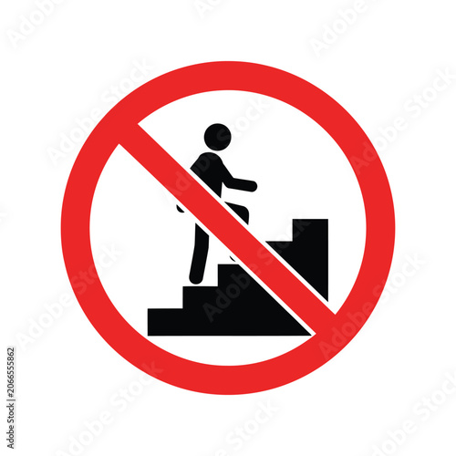 Obraz na plátně No Staircase Access Prohibition Sign Vector for Safety and Warning Use