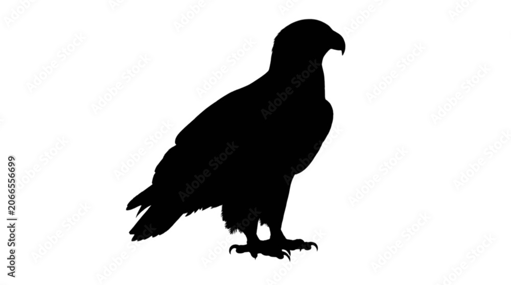 Fototapeta premium Black silhouette eagle standing strong