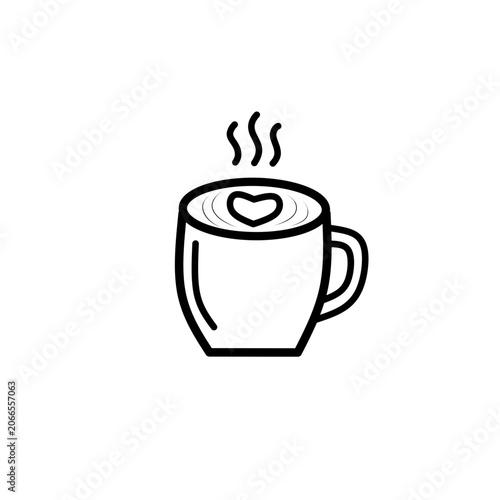 coffee cup icon, Latte Art Coffee Cup Line Icon Vector Illustration