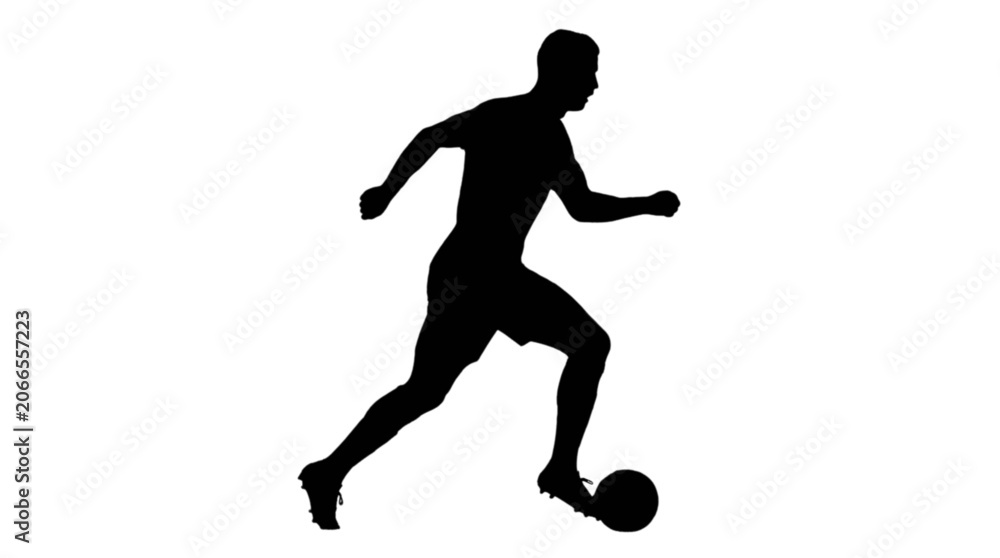Obraz premium Silhouette soccer player kicking ball