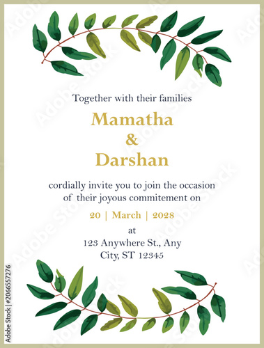 floral simple invitation poster template wedding naming ceremony birthday engagement baby shower