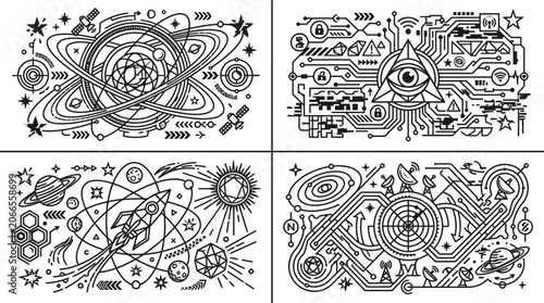 Abstract futuristic science and technology illustrations