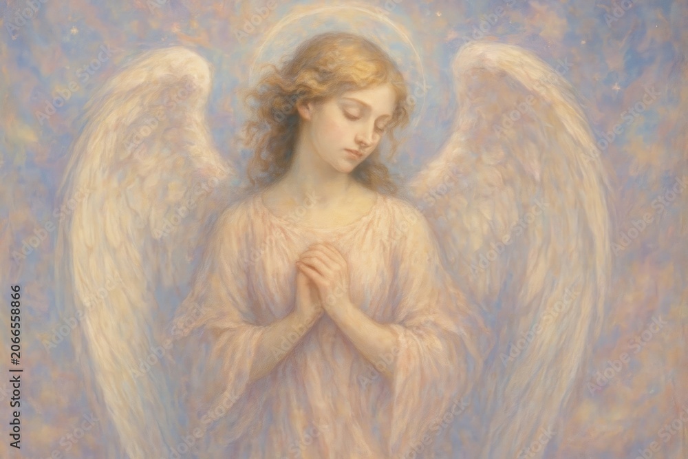 Obraz premium Serene angelic figure with wings.