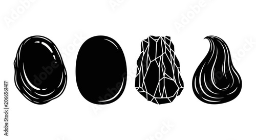 Abstract Organic Shapes Collection, Black Silhouettes on White Background