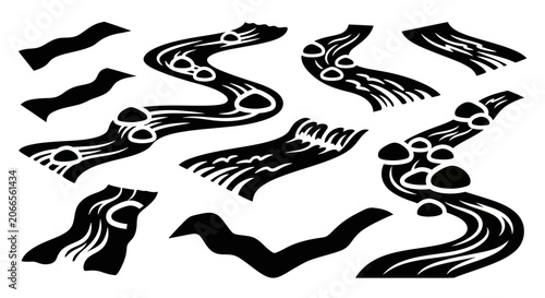 Abstract River Flow Graphic Elements Set
