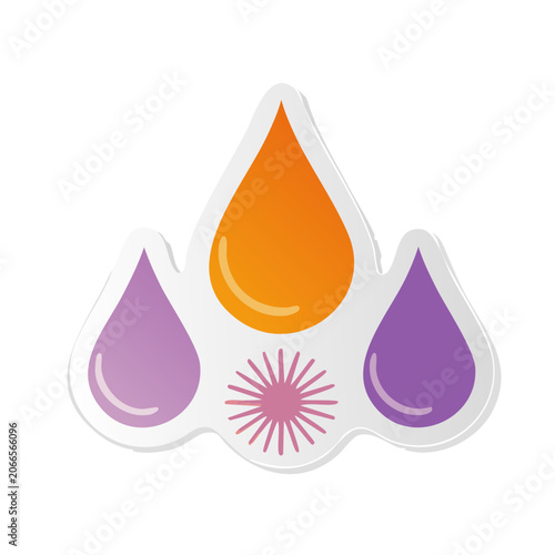 Colorful water drops and sparkle icon set