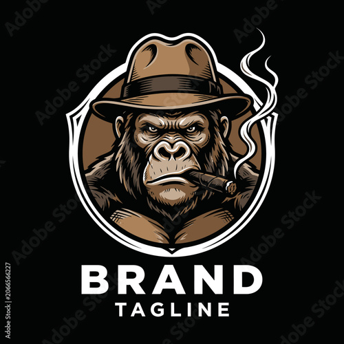 Illustration of a tough gorilla with a hat, cigar, and stern expression