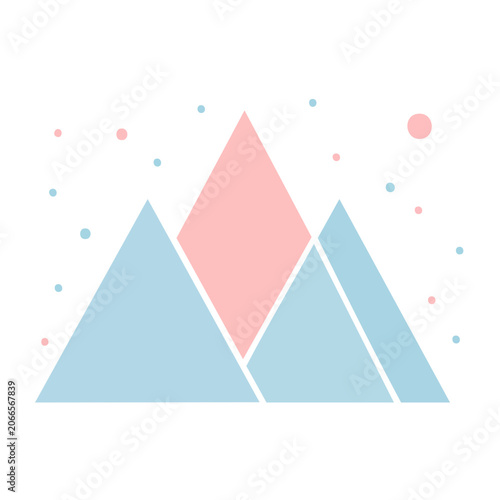Geometric mountains with pink and blue pastel colors