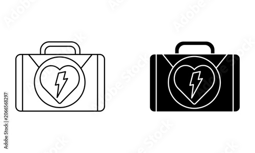 automated external defibrillator aed kit bag line icon vector