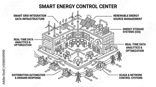 Smart energy control center with renewable resource integration.
