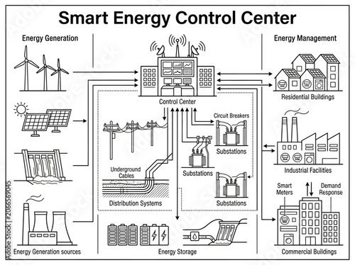 Smart energy control center infrastructure diagram.