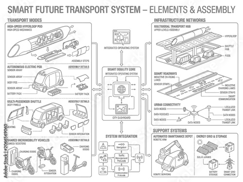 Smart future transport system elements and infrastructure.