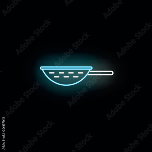 Foto Colander glowing in neon lighting, representing a kitchen tool for cooking and s