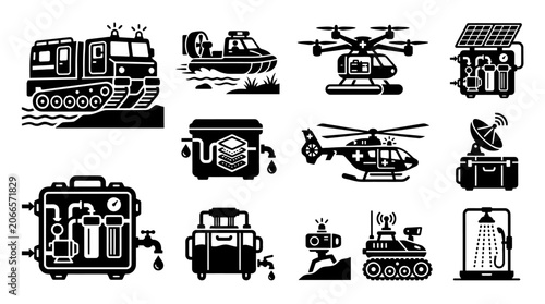 Foto Emergency Response Vehicles and Equipment Icons