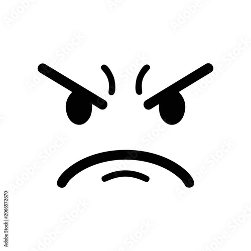 Принти на полотні Angry face emoticon with eyebrows.