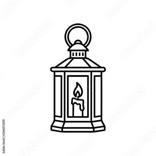 Black and white lantern with candle.