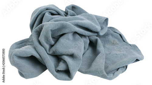 Foto Crumbled blue grey terry cloth towel with texture