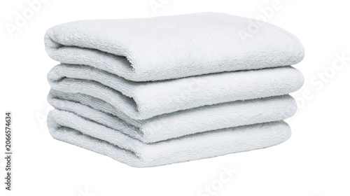 Quadro su tela Stack of four fluffy white terry cloth towels