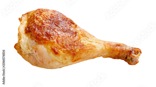 Obraz na plátně Golden brown roasted chicken leg with crispy skin