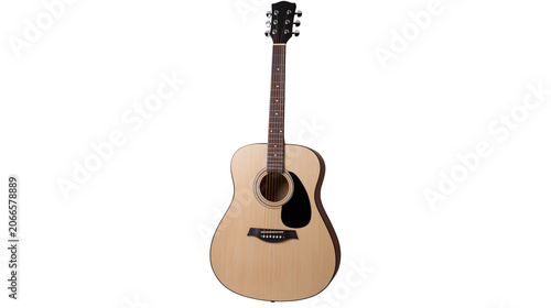 Foto Acoustic guitar with light wood body and black pickguard