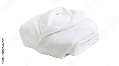 Schilderij op canvas White fluffy terry cloth bathrobe folded neatly