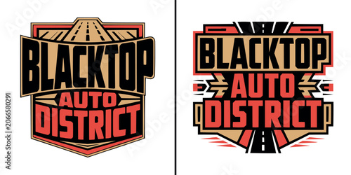 Tableau sur toile Two vintage style logo designs for a blacktop auto district brand