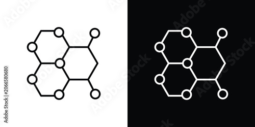 Chemical content icon set, black and white color designs