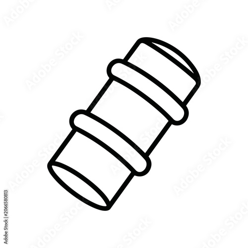 Black and white threaded pipe connector.