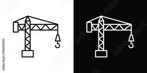 Bild auf Leinwand Construction crane icon set, black and white color designs
