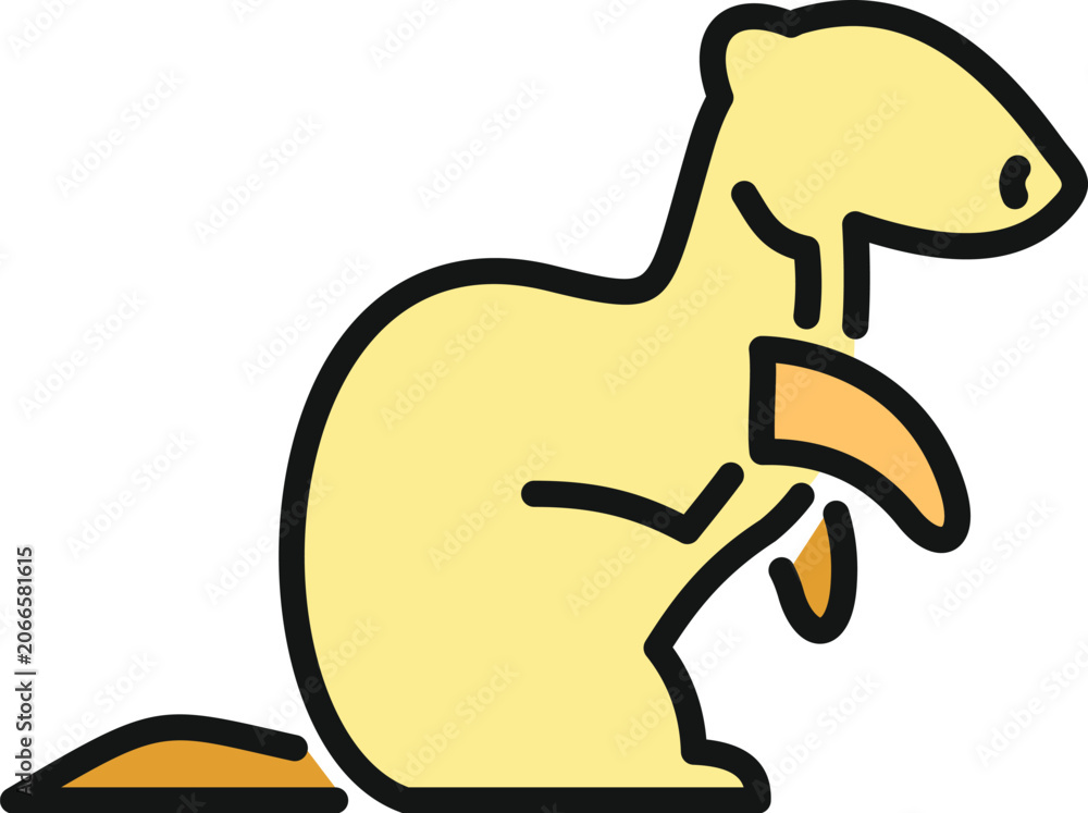 Obraz premium Weasel icon standing upright on a white background, representing wildlife and mammals