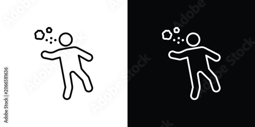 Schilderij op canvas Drunk human icon set, black and white color designs
