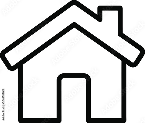 Black House Icon on White Background