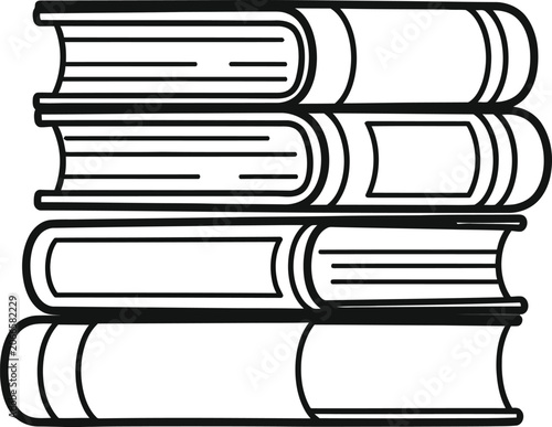 Stack of Books Line Art