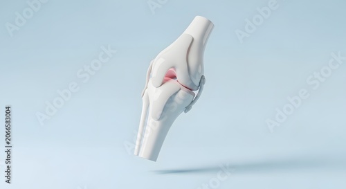 Anatomical knee joint model with inflammation, human leg bone structure for medical education, orthopedic surgery and arthritis concept