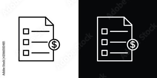 Vászonkép Price list icon set, black and white color designs