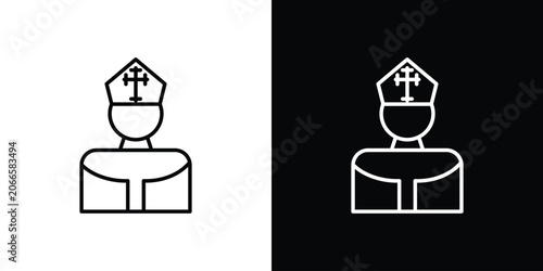 Photos Pope icon set, black and white color designs