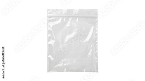 Empty clear plastic zipper evidence bag mockup isolated on transparent background