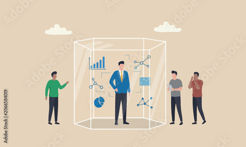 Canvastavla Business transparenc management concept, sincere businessman inside transparent