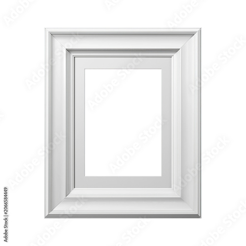 Empty white picture frame with mat board isolated on transparent background isolated on transparent background