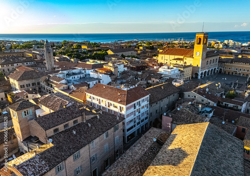 Cuadro en lienzo Aerial view of Fano, a city in the province of Pesaro and Urbino, Marche, Italy