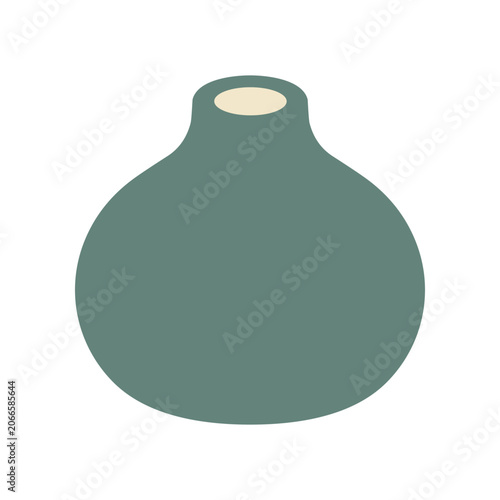 Green vase with narrow neck.