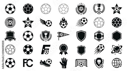 Fotografía Soccer Ball Icon and Football Logo Set with Sport Badge Emblem Vector Collection
