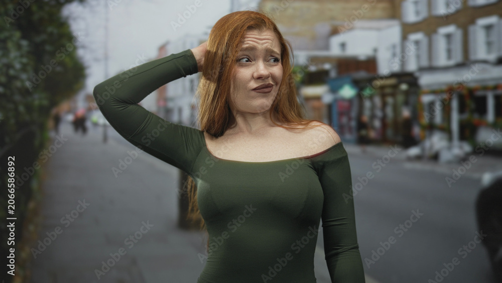 © Krakenimages.com - Woman shrugs shoulders with palms up on a street showing bare shoulders and a puzzled face; confusion. © Krakenimages.com - Woman shrugs shoulders with palms up on a street showing bare shoulders and a puzzled face; confusion.