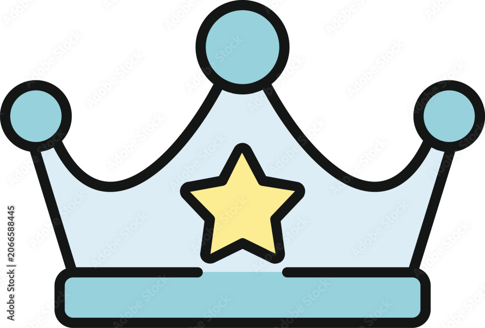 Fototapeta premium Crown with a star icon depicting royalty, power, and achievement