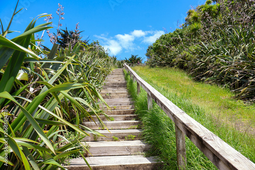 Fotografi 25 Nov 2025, Scenic view from Cape Reinga Lighthouse stair case, New Zealand
