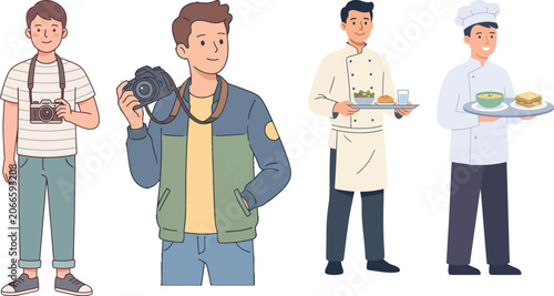 Contemporary Character Carousel: Lens-Loving Lads and Culinary Creators with Flair